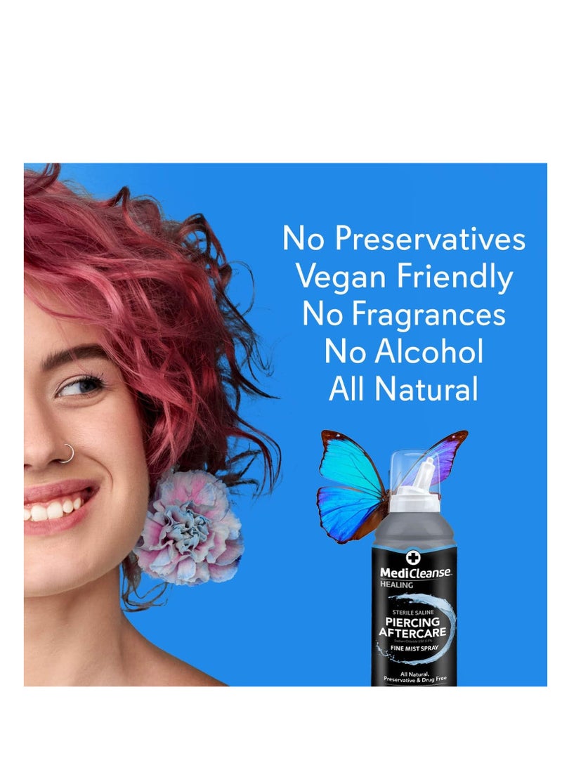 MediCleanse Sterile Saline Piercing Fine Mist Spray 7.5 Oz. All Natural, No Alcohol, Vegan Friendly, for Piercings and Tattoos - Made in USA  - Image 3