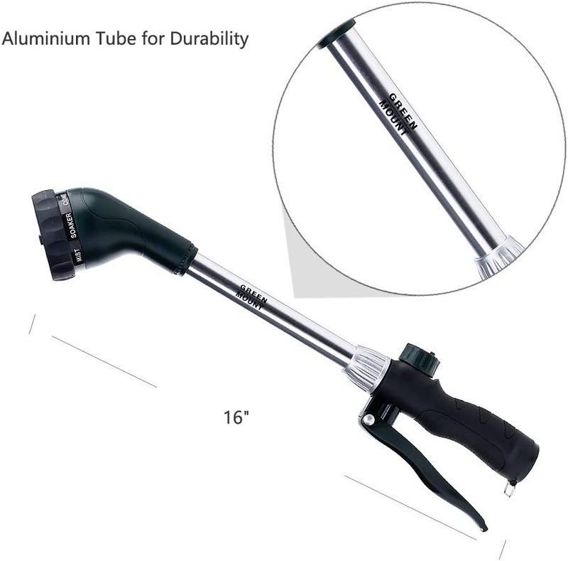 GREEN MOUNT Watering Wand 16-Inch, Heavy Duty Garden Wand with 8 Spray Patterns | Ergonomic & Lightweight for Easy Watering | Ideal for Hanging Baskets, Potted Plants, Window Boxes，Blackish Green - Image 3