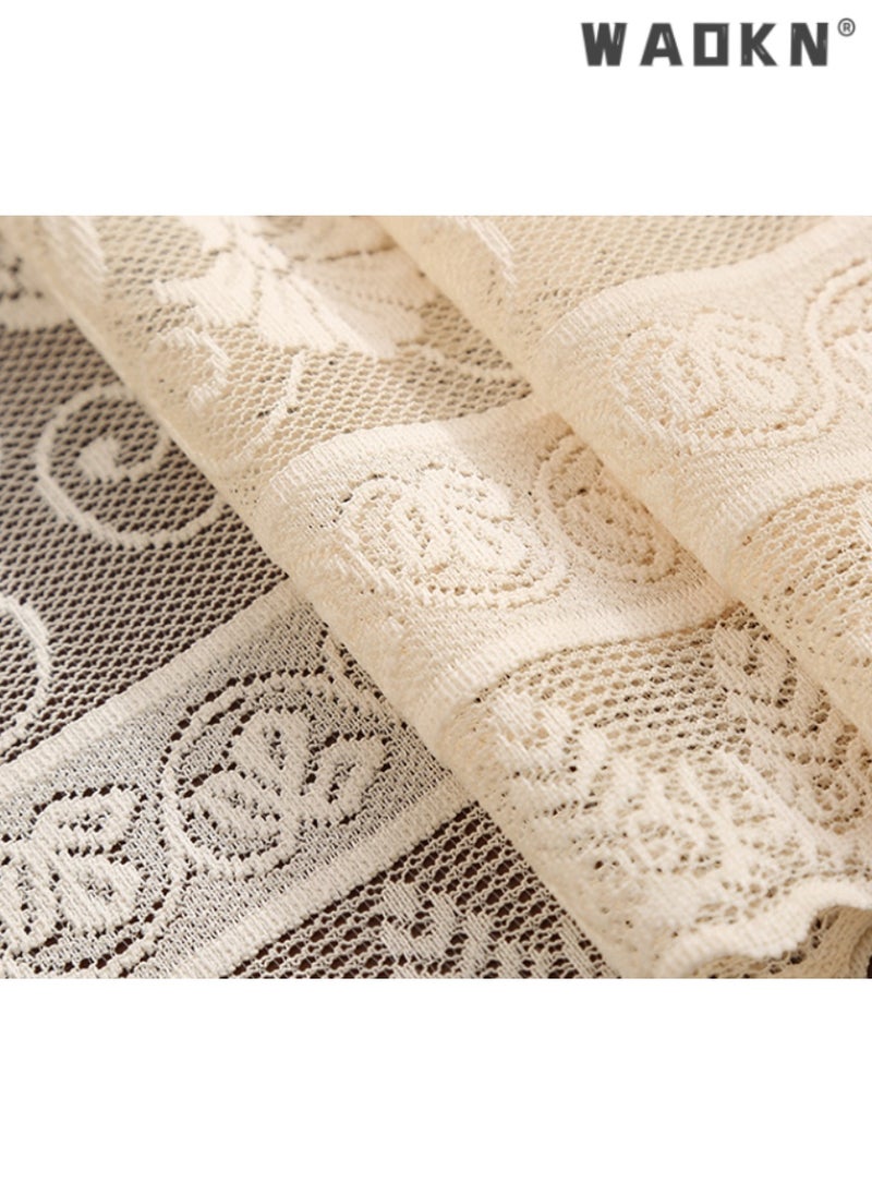 WAOKN Elegant White Lace Table Runner with Tassels, Premium Nordic Style for Dining Tables, New American Hooked Edge Decor, Perfect for Tea Tables and Home Decoration, Exquisite Embroidery  - Image 5