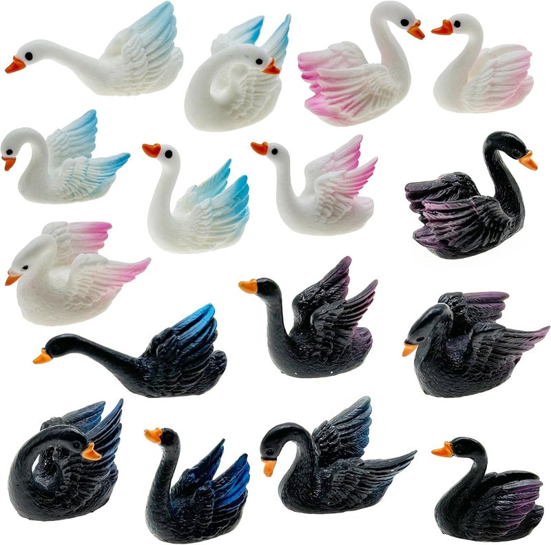 Cayway 16 PCS Miniature Swan, Mini Swan Decor Resin Swan Model Decorative Statues Fairy Garden Animals for Plant Pots Bonsai Craft, Micro Landscaping Decoration - Image 1
