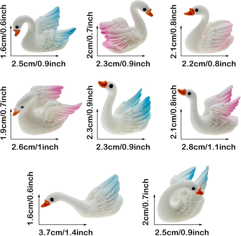 Cayway 16 PCS Miniature Swan, Mini Swan Decor Resin Swan Model Decorative Statues Fairy Garden Animals for Plant Pots Bonsai Craft, Micro Landscaping Decoration - Image 2