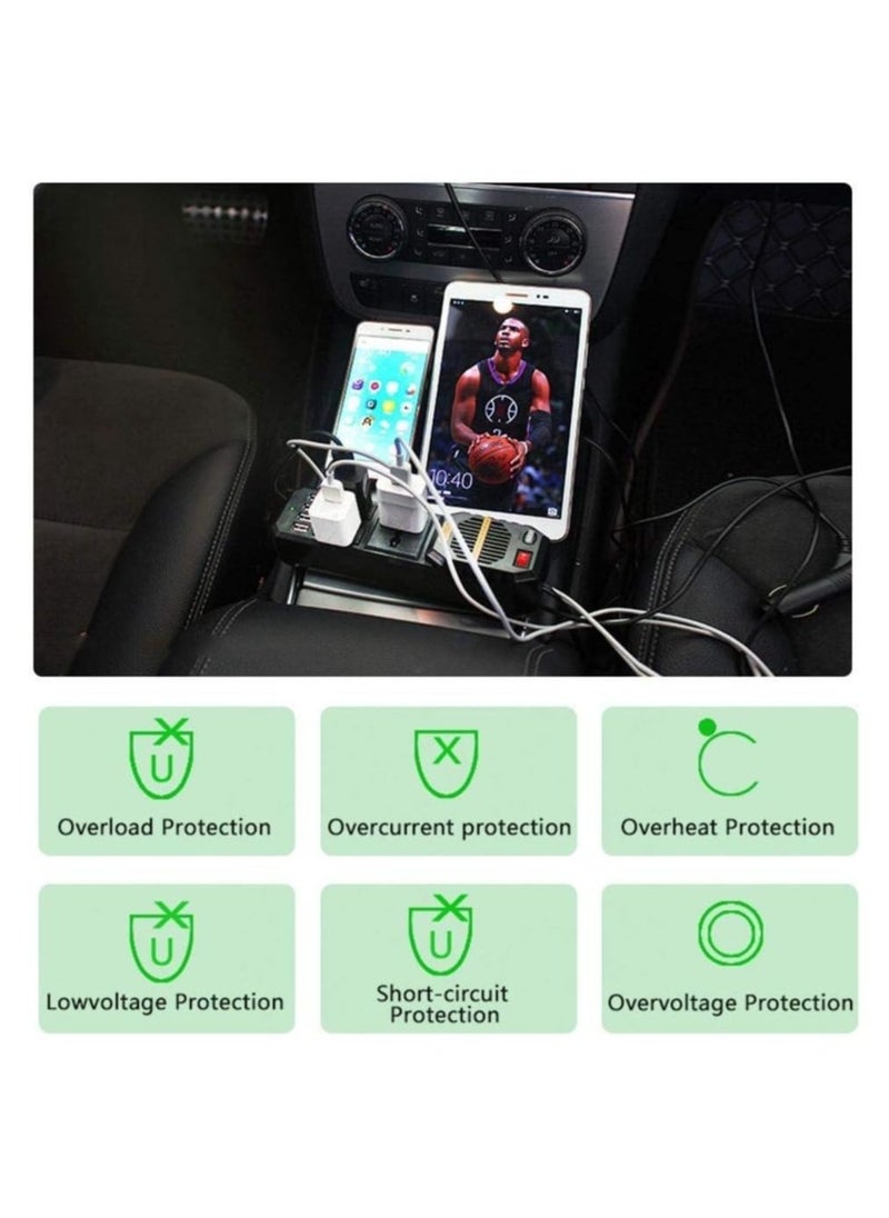 Raxoom 200W Power Inverter DC 12V to AC 220V Car Power Inverter with 4 USB Ports Multi Protection Car Charger Adapter - Image 5