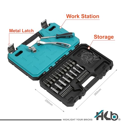 HB 96-Piece 1/4" & 3/8" Drive Socket Set AKX003-U | 120-Tooth Offset Reversible Ratchet Handles | Patented Non-Slip Grip Plus Sockets Remove 85% Rounded Bolts | Chrome Vanadium Steel | Made in Taiwan - Image 2