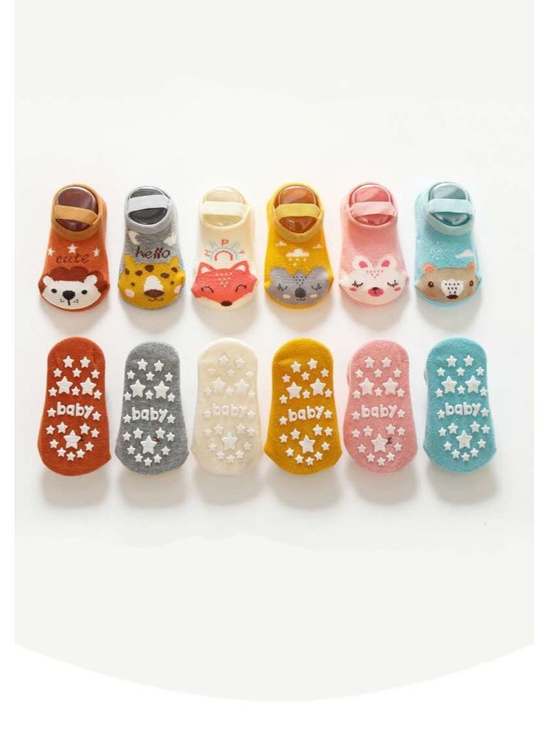 6 pairs of pure cotton non-slip socks for male and female infants and toddlers, anti-slip toddler socks, anti-slip floor socks, suitable for male and female babies 0-36 months - Image 2