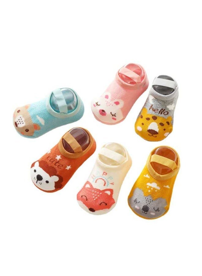 6 pairs of pure cotton non-slip socks for male and female infants and toddlers, anti-slip toddler socks, anti-slip floor socks, suitable for male and female babies 0-36 months - Image 3