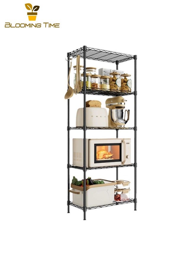بلومنغ تايم رف أنابيب قابل للتعديل من خمس طبقات ، رف تخزين الحمام ، رف مطبخ متعدد الطبقات ، رف تخزين فرن ميكروويف سميك متعدد الوظائف - Image 2
