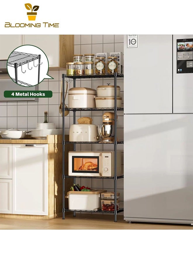 بلومنغ تايم رف أنابيب قابل للتعديل من خمس طبقات ، رف تخزين الحمام ، رف مطبخ متعدد الطبقات ، رف تخزين فرن ميكروويف سميك متعدد الوظائف - Image 3