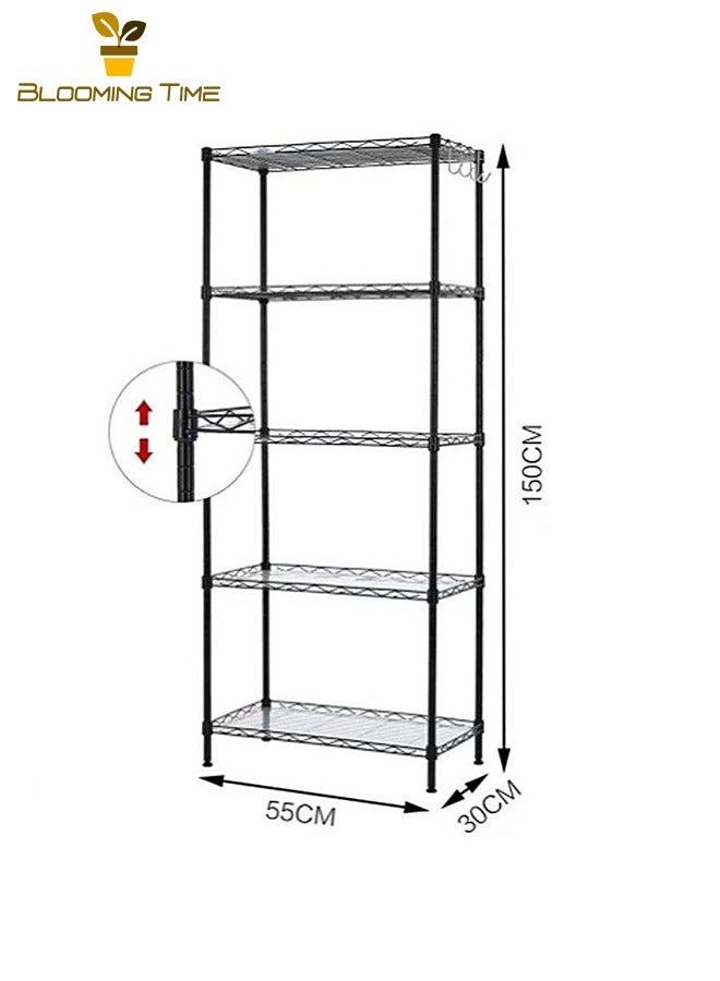 بلومنغ تايم رف أنابيب قابل للتعديل من خمس طبقات ، رف تخزين الحمام ، رف مطبخ متعدد الطبقات ، رف تخزين فرن ميكروويف سميك متعدد الوظائف - Image 5