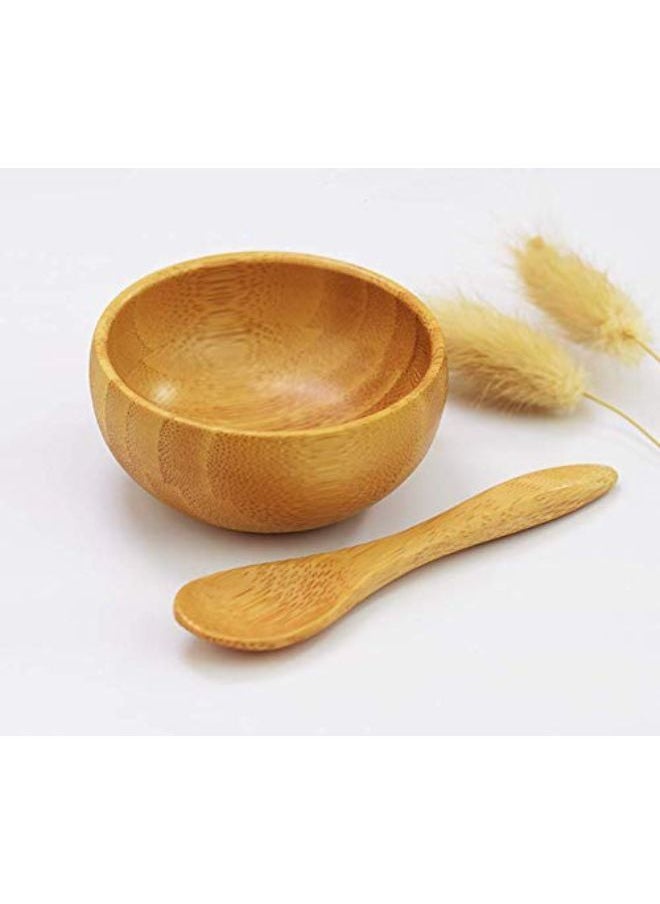 ericotry Eco Bamboo Mixing Bowl - Cute Miuni Small Facial Skin Care Mixing Bowl Diy Homemade Mini Cosmetic Tool Sets 