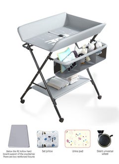 XiuWoo Foldable Baby Changing Table Dresser with Wheels, Folding Diaper Changing Station Adjustable Portable Changing Care Unit for Baby Infant, with Bottom Rack, Side Basket and Clothes Rail  - Image 3