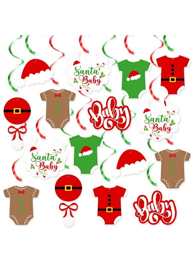 K KUMEED Christmas Baby Shower Decorations,Santa Baby Theme Party Hanging Swirls Foil Ceiling Decor For Christmas Party Decorations New Year Birthday Party Supplies Winter Baby Shower - Image 1