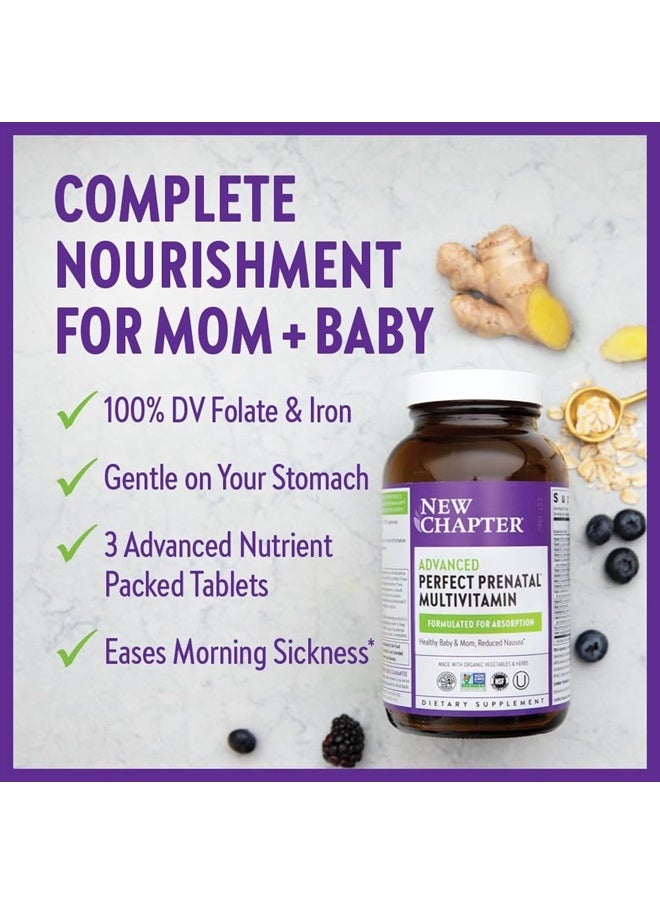 New Chapter - Advanced Perfect Prenatal Vitamins, 96ct, Made with Organic, Non-GMO Ingredients for Healthy Baby & Mom - Folate (Methylfolate), Whole-Food Fermented Iron, Vitamin D3 + Ginger - Image 1
