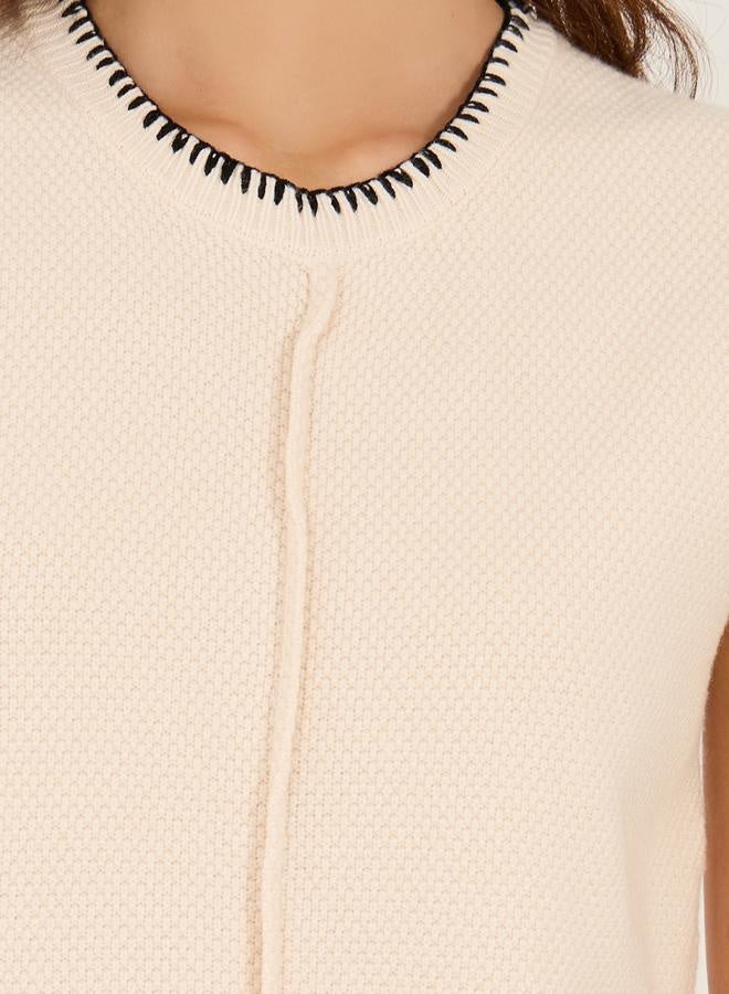 Styli Styli Contrast Stitching Trim Sleeveless Knit Top - Image 3