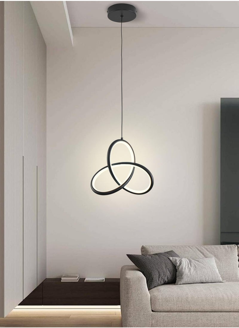 Ganeed - LED Pendant Light 20W Modern Chandelier Lighting Fixture Adjustable Hanging Lamp Black Dimmable Ceiling Pendant Lights Kitchen for Bedroom Bedside Dining Room Living Room Hallway Bar Office - Image 1