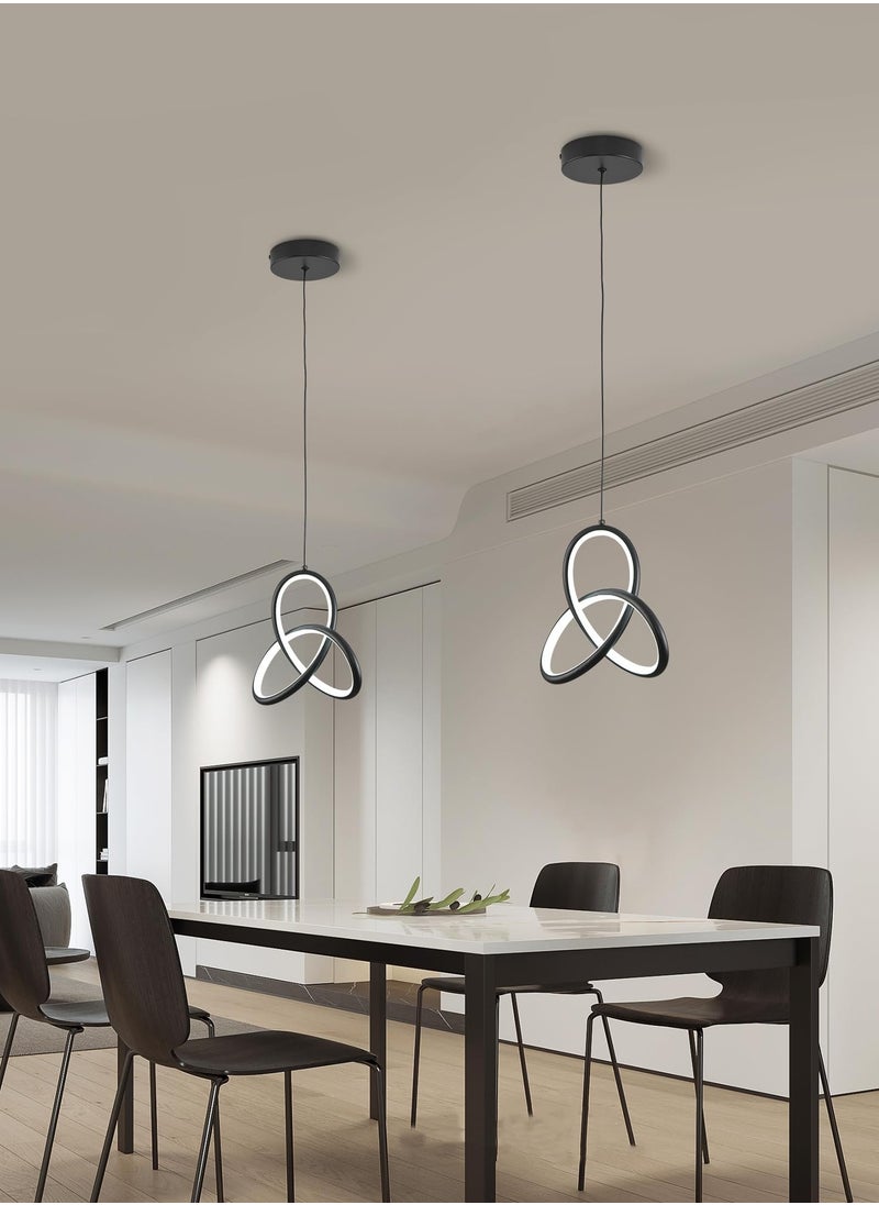 Ganeed - LED Pendant Light 20W Modern Chandelier Lighting Fixture Adjustable Hanging Lamp Black Dimmable Ceiling Pendant Lights Kitchen for Bedroom Bedside Dining Room Living Room Hallway Bar Office - Image 1