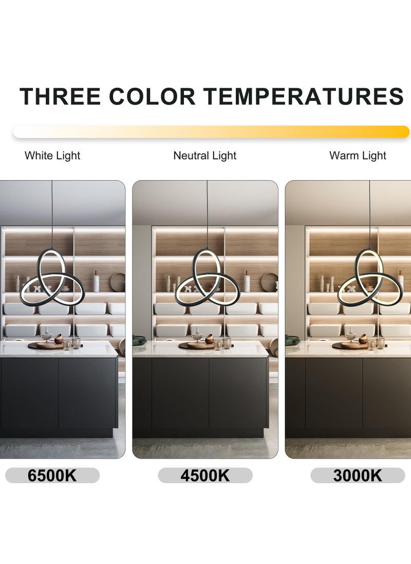 Ganeed - LED Pendant Light 20W Modern Chandelier Lighting Fixture Adjustable Hanging Lamp Black Dimmable Ceiling Pendant Lights Kitchen for Bedroom Bedside Dining Room Living Room Hallway Bar Office - Image 1