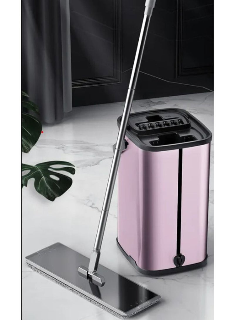 جي تي-ويل مجموعة ممسحة ودلو ضغط منظف مسطح مع 5 قطع من وسادات ألياف دقيقة قابلة للغسل وقابلة لإعادة الاستخدام ومقبض من الفولاذ المقاوم للصدأ قابل للتعديل - Image 1