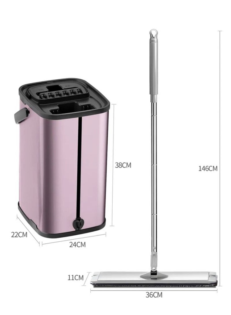 جي تي-ويل مجموعة ممسحة ودلو ضغط منظف مسطح مع 5 قطع من وسادات ألياف دقيقة قابلة للغسل وقابلة لإعادة الاستخدام ومقبض من الفولاذ المقاوم للصدأ قابل للتعديل - Image 3