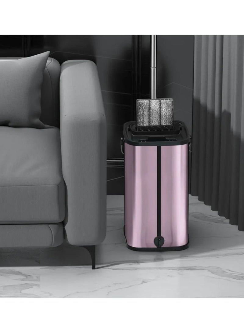 جي تي-ويل مجموعة ممسحة ودلو ضغط منظف مسطح مع 5 قطع من وسادات ألياف دقيقة قابلة للغسل وقابلة لإعادة الاستخدام ومقبض من الفولاذ المقاوم للصدأ قابل للتعديل - Image 2