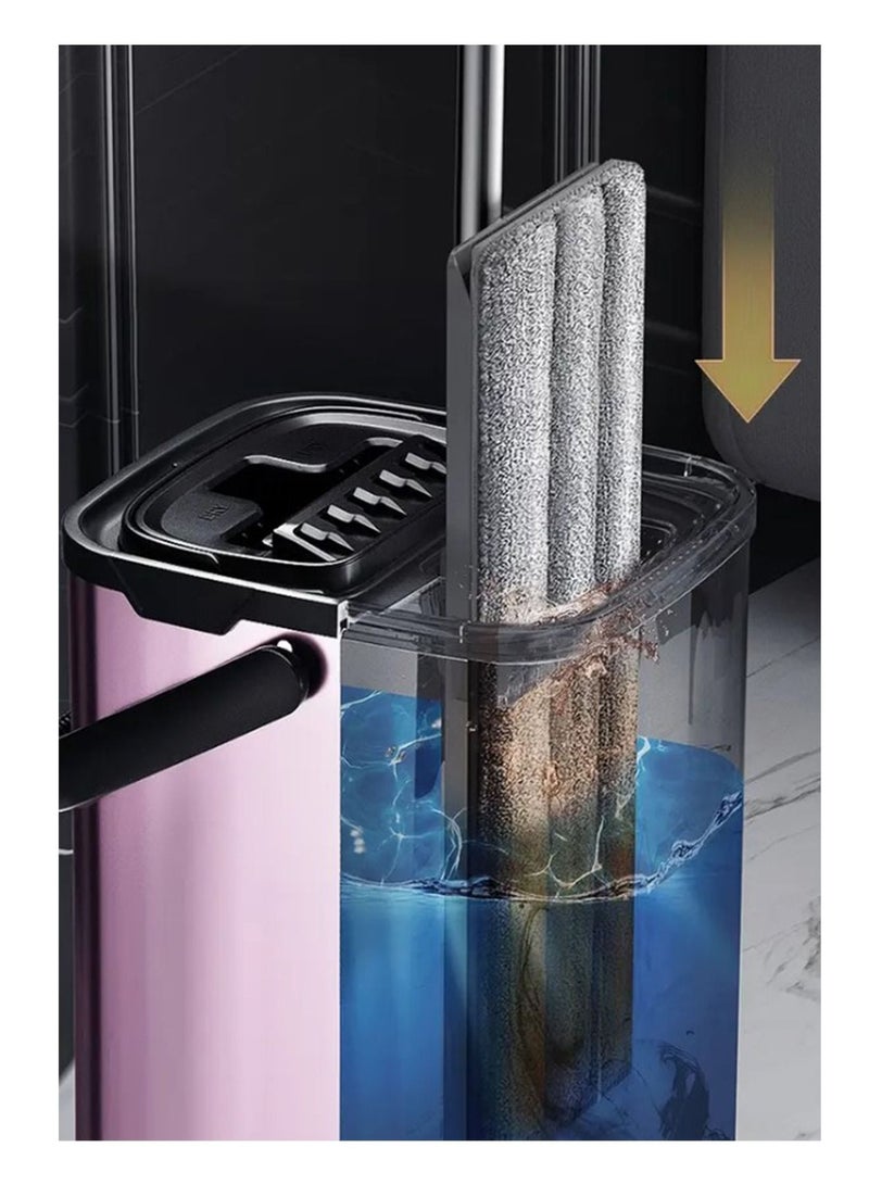 جي تي-ويل مجموعة ممسحة ودلو ضغط منظف مسطح مع 5 قطع من وسادات ألياف دقيقة قابلة للغسل وقابلة لإعادة الاستخدام ومقبض من الفولاذ المقاوم للصدأ قابل للتعديل - Image 4