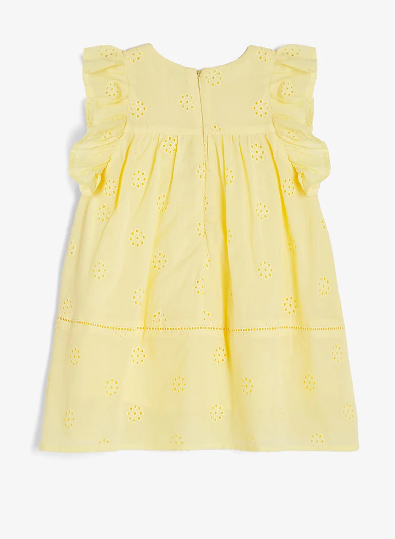 Ripples Girls Eyelet Embroidered Cotton Dress