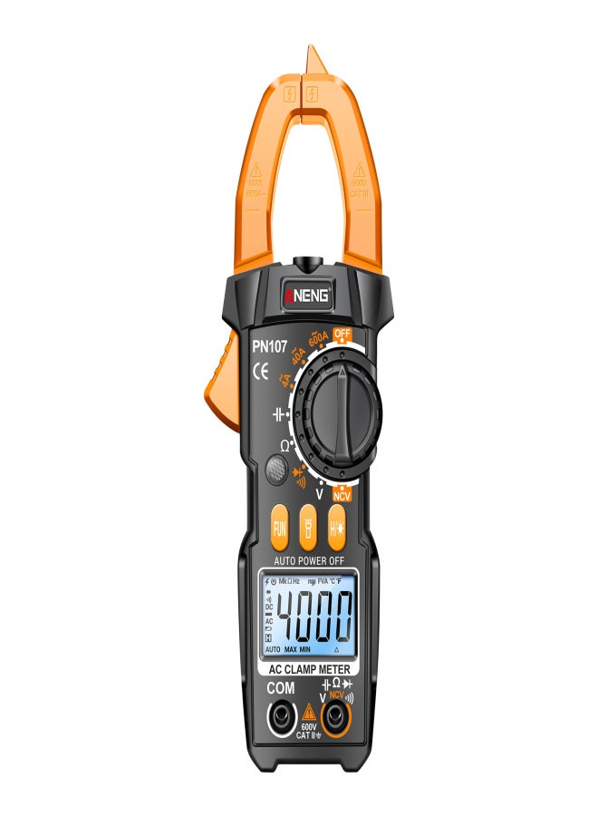ANENG PN107 Digital Clamp Meter CAT II 600V AC Voltage Multimeter Tester 4000 Counts Amp Voltage Tester Measures AC/DC Current AC Voltage Resistance Capacitor Diodes Electrican Tools Non-Contact - Image 1