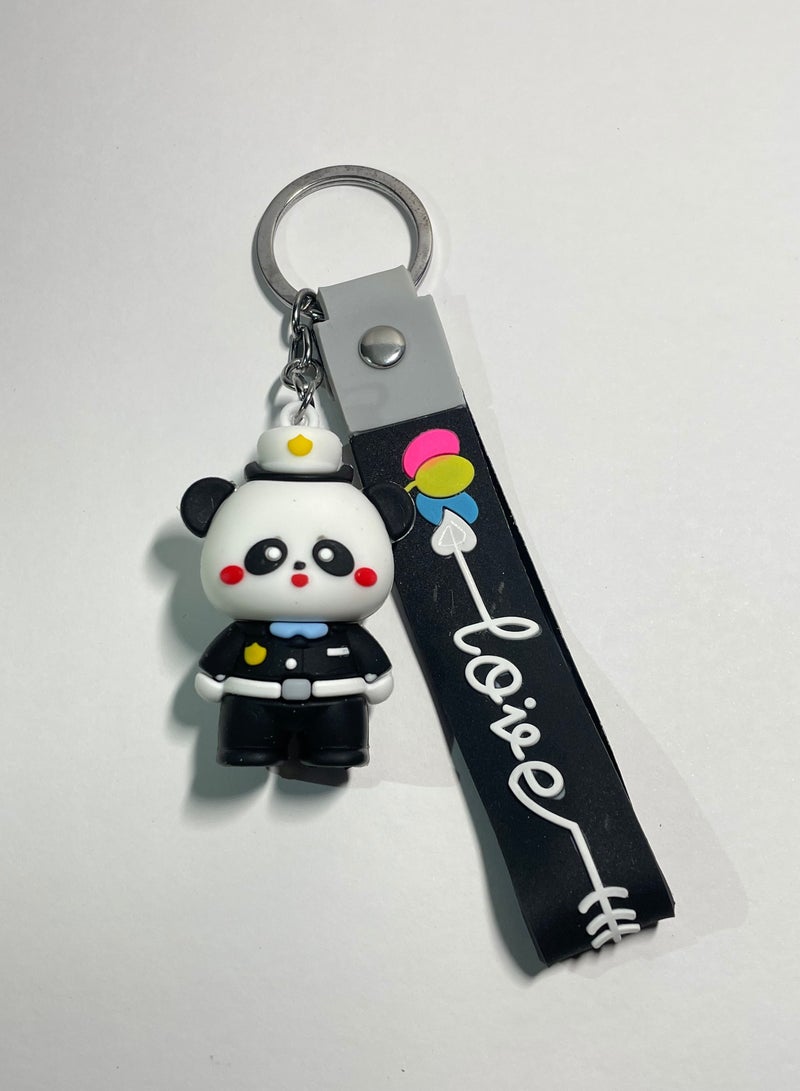 Distinctive cartoon keychain distinctive accessory cartoon policeman character keychain with ribbon that fits with car keys wallets and bags beautiful creative gift - Image 1