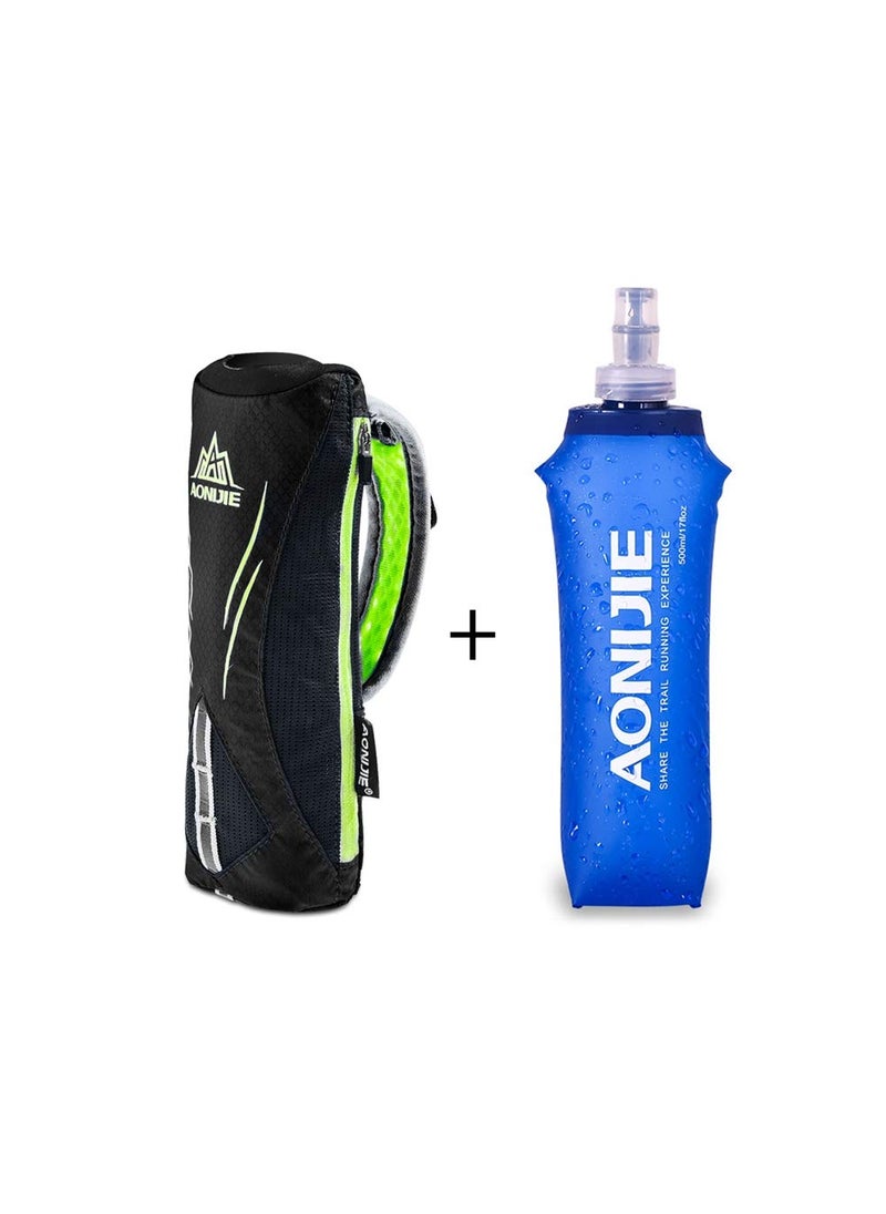 AONIJIE Aonijie Quick Grip Handheld Water Bottle for Running, Hand Strap Hydration Pack with 500ml Handheld Soft Flask Water Bottle (Black)  - Image 2