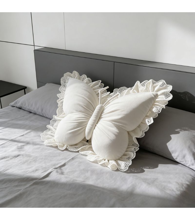 Butterfly Shaped Princess Style Lumbar Pillow With Sweet Bow Elements In Sapphire Blue Skin Friendly Soft Fabric For Office Bedroom Sofa Car - Image 5