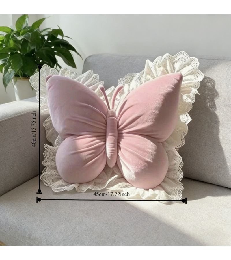 Butterfly Shaped Princess Style Lumbar Pillow With Sweet Bow Elements In Sapphire Blue Skin Friendly Soft Fabric For Office Bedroom Sofa Car - Image 3