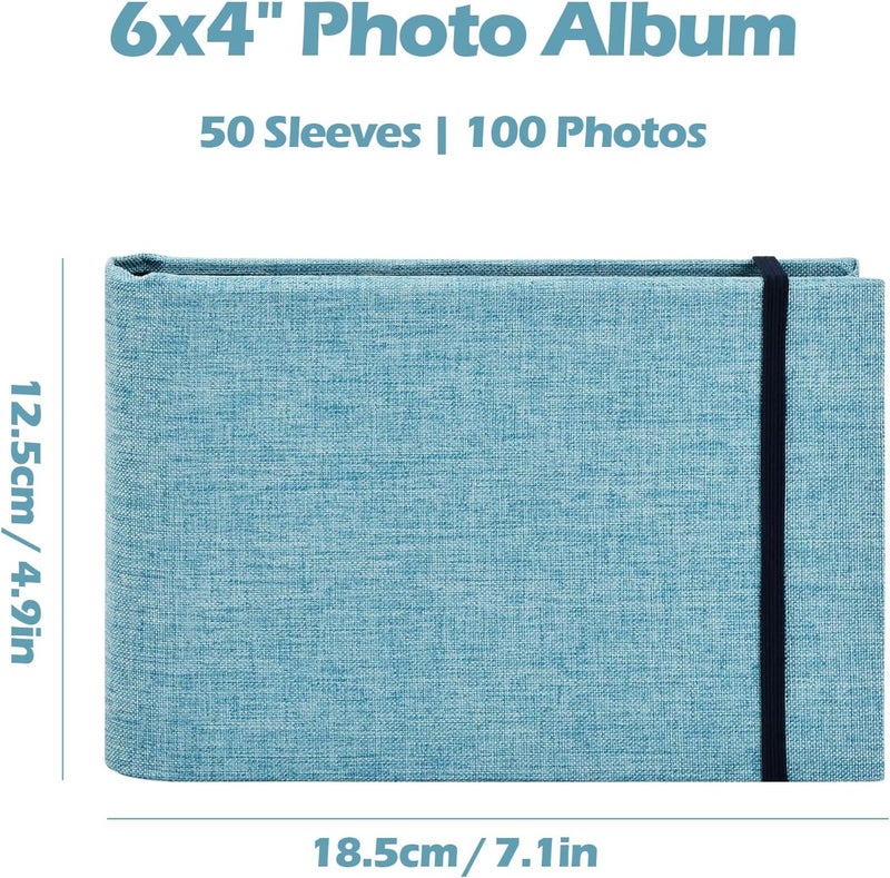 YILANJIN Small Photo Album, 10 x 15 cm, Mini Portable Photo Books, 2 Pack Linen Cover, Mini Photo Album, Album of the Collection of Postcards, Photographic for Weddings, Children Holidays - Image 2