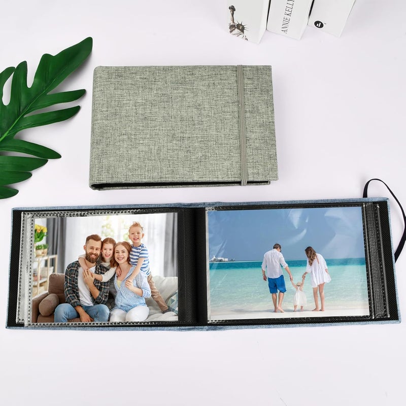 YILANJIN Small Photo Album, 10 x 15 cm, Mini Portable Photo Books, 2 Pack Linen Cover, Mini Photo Album, Album of the Collection of Postcards, Photographic for Weddings, Children Holidays - Image 3