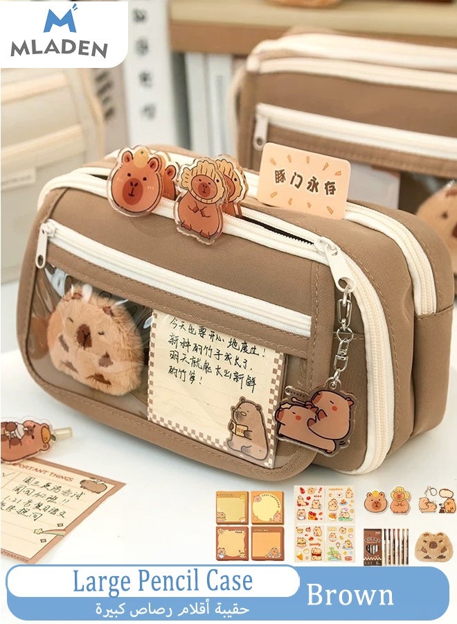 MLADEN Pencil Case with Key Chain and Pen &Stickers, Foldable Stationery Pouch Multi-Compartment Stationery Pouch, Easy to Classify and Organize Stationery, Suitable for Students, Teachers, Office Use,22x13x7.5cm  - Image 1