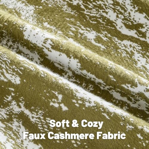 FUTEI Pack of 2 Faux Mink Fur Throw Pillow Covers 18x18 Inch Soft Fleece Ink Painting Pattern Vintage Decorative Cushion Case Modern Farmhouse Accent for Couch Bed Living Room Green - Image 3