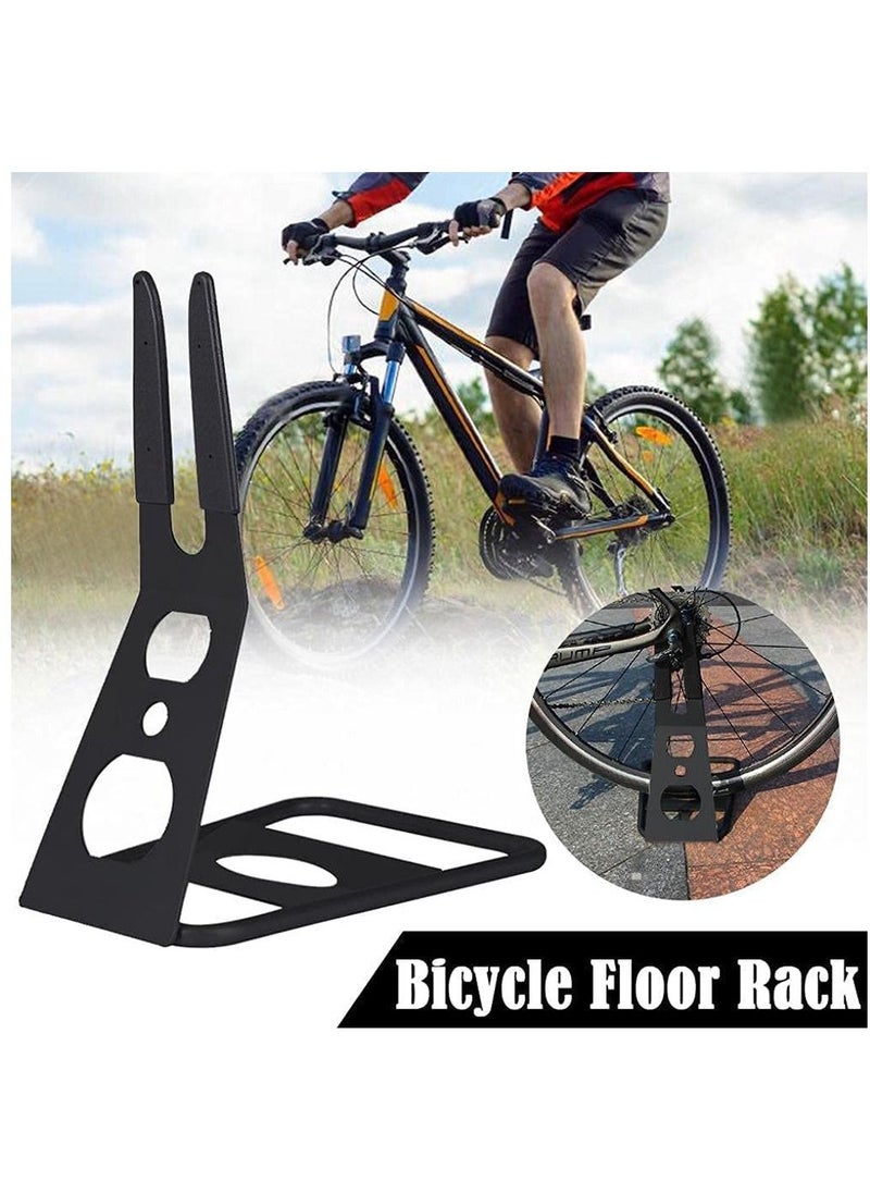 HomarKet Metal Bicycle Floor Parking Rack, Portable Arm Bike Bicycle Rack Mountain Bikes Parking Racks Cycling Repair Display Stand for Mountain Road Cycling Hybrid Bikes  - Image 1