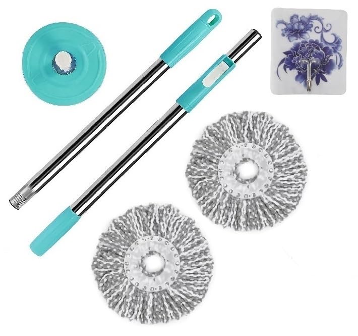 Hill Clean 360 Spin Mop Stick Stainless Steel for Elite Floor Cleaning with 2 Microfiber Color - Image 1