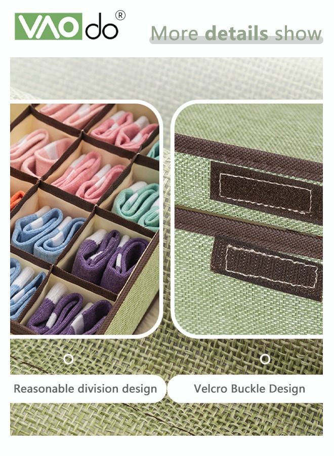 VAOdo Clothes Storage Box Foldable Underwear Bra Storage Wardrobe Drawer With Partition For Socks Bra Panties Storage Box (Green) - Image 5
