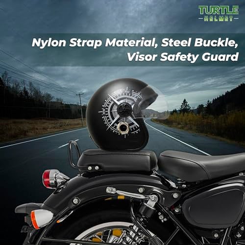 Turtle Helmet Star with Visor Half Face with Scratch Resistive Clear Visor & Hard Shell ABS Plastic Helmet, Black, Medium Size, (M-58 cm) - Image 4