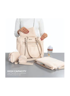 Nurtur Nurtur Maternity Diaper Bag Fashion Bagpack Bag Multifunction Travel Bag with insulator bottle insulator pocket, Organizer, Pacifier pouch, Long Handle -Tan  - Image 5