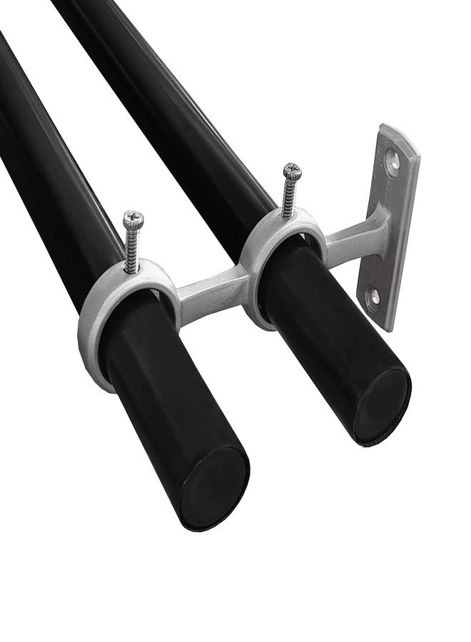 Kowibcl Curtain Rod Bracket, 3Pcs Double Curtain Rod Holder, Double Curtain Rod Bracket For Living Room Bedroom For 1 Inch Rod, Silver - Image 3