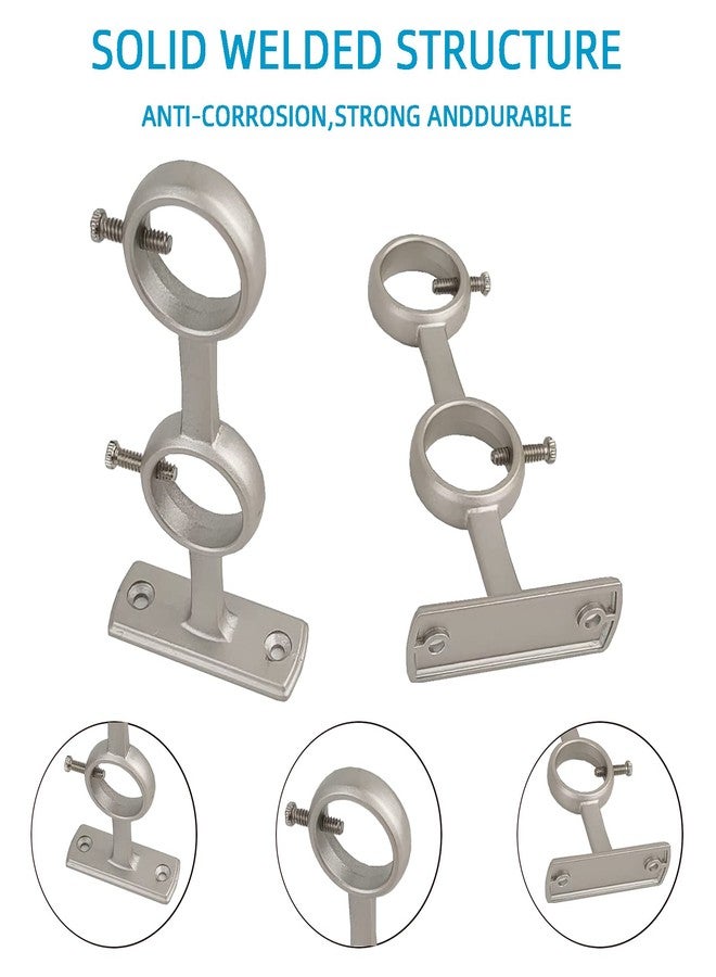 Kowibcl Curtain Rod Bracket, 3Pcs Double Curtain Rod Holder, Double Curtain Rod Bracket For Living Room Bedroom For 1 Inch Rod, Silver - Image 4