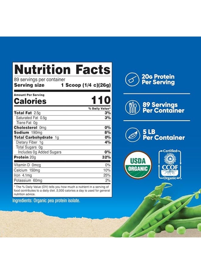 نوتريكوست، بروتين البازلاء العضوي، بدون نكهة، 5 أرطال (2268 غرام) - Image 2