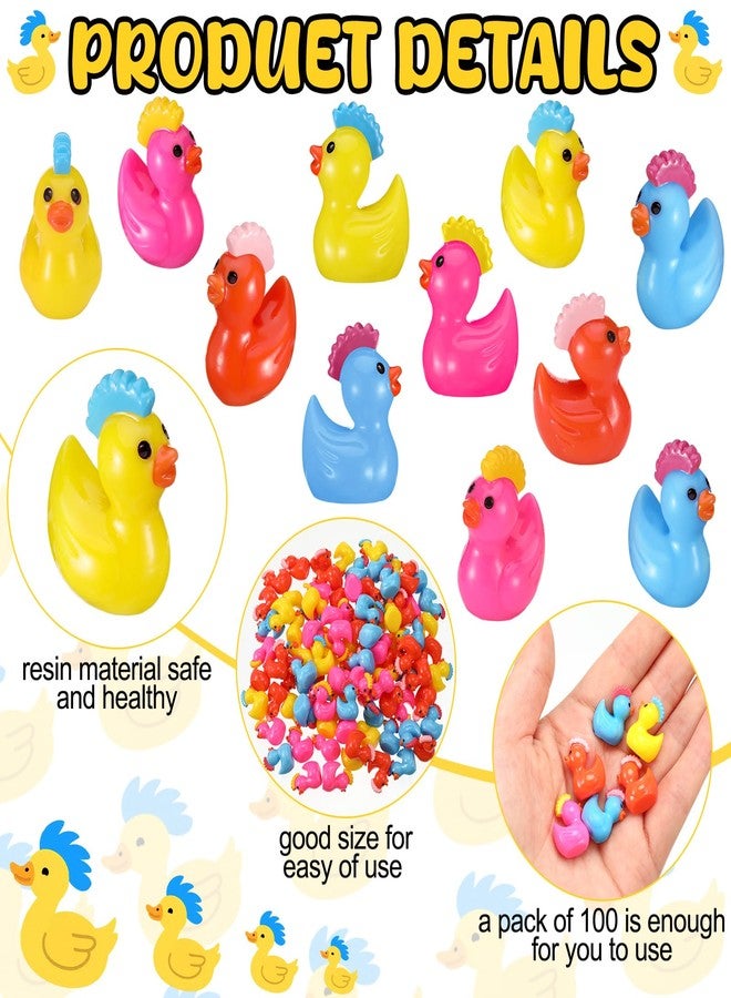 Suzile 100 Pcs Mini Punk Resin Ducks Little Figures Bulk Rock Mini Duck Figures Tiny Punk Rock Duckies Party Favors for Desktop Home Garden Hide Decor - Image 5
