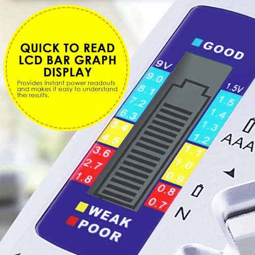 MAKABEE Battery Tester Universal Battery Checker with LCD Display Digital Multi Purpose Small Battery Checker for All Battery C AA AAA D N 9V 6F22 1.5V Button Cell Batteries - Image 3