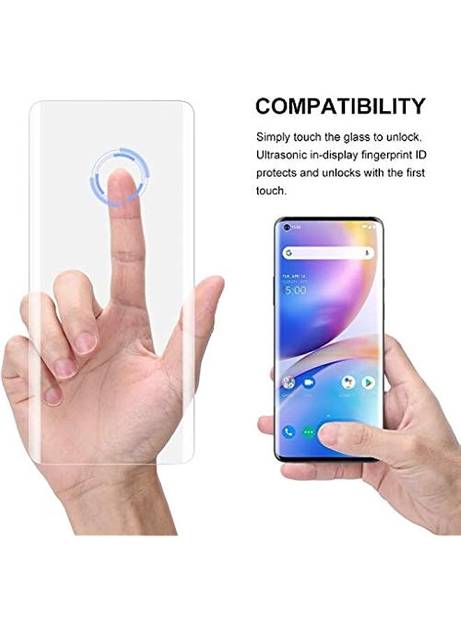 Oneplus 8 Pro Screen Protector, Oneplus UV Tempered Glass [Exclusive Solution for Ultrasonic Fingerprint][Full Adhesive] [Fingerprint Sensor Compatible][Easy Install Kit] for Oneplus 8 Pro