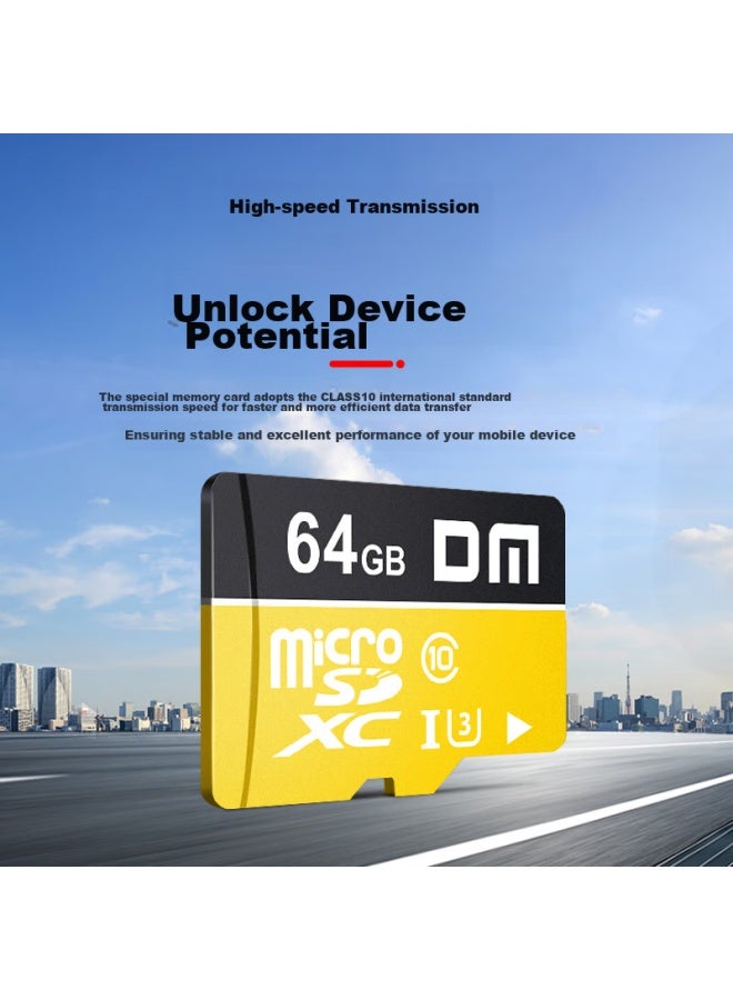 Dm Daimai 64gb Tf Memory Card, Yellow Card, C10, High-speed Memory Card For Mobile Phones, Dash Cams, And Surveillance Cameras - Image 1