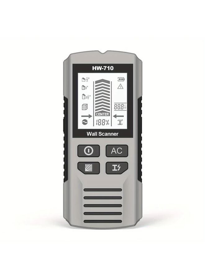 مسح الجدران البيضاء 5 في 1 مكتشف العوارض متعدد الوظائف بشاشة LCD وإنذار صوتي للكشف عن أسلاك التيار المتردد المعدنية وخطوط الأنابيب - Image 1