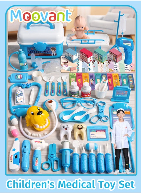 65PCS Doctor Medical Kit Toys, Pretend Doctor Playset, Medical Role Play Educational Toy with Stethoscope, Coat, and Carrying Case for Kids