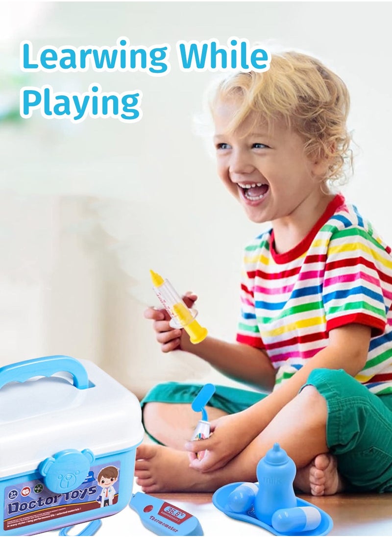 65PCS Doctor Medical Kit Toys, Pretend Doctor Playset, Medical Role Play Educational Toy with Stethoscope, Coat, and Carrying Case for Kids