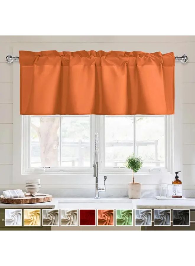 Orange Rustic Polka Dot Sheer Curtain Light Filtering Rod Pocket 42W x 18L - Image 1